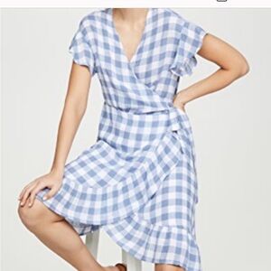 Rails linens blend wrap dress in gingham
